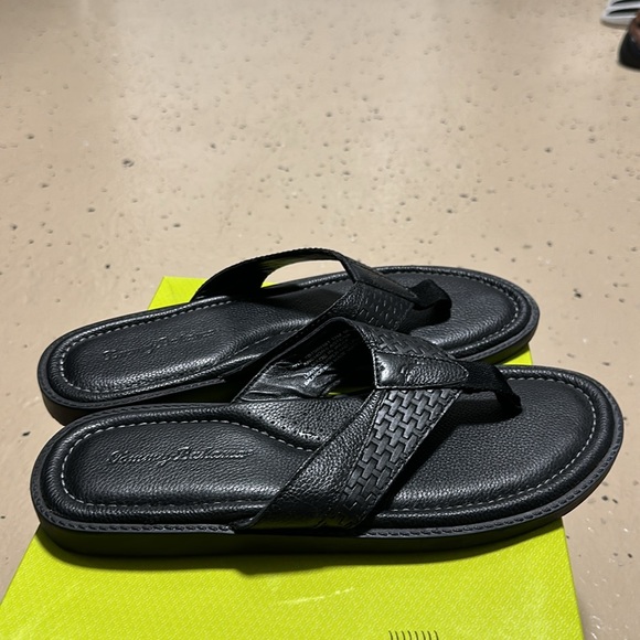 TOMMY BAHAMA “Anchors Ashore” Leather Black Men’s Sandals - Picture 6 of 11